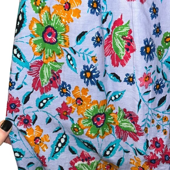 Expressions Catalogue as new blue French Provencal floral print mumu M India - Picture 3 of 5